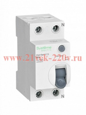 УЗО City9 Set 2П 40А 30мА AC 230В Systeme Electric (ВДТ)