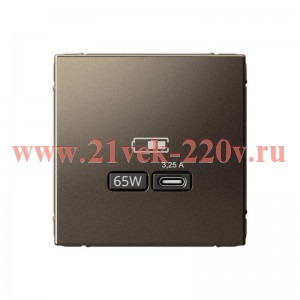 Зарядка USB ArtGallery тип-C 65Вт QC PD мокко Systeme Electric