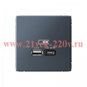 Зарядка USB ArtGallery тип-А и тип-C 45Вт QC PD грифель Systeme Electric