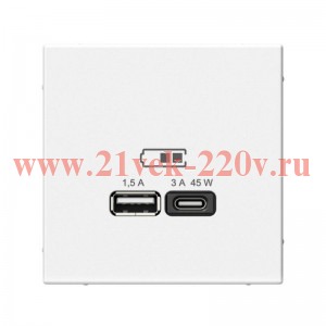 Зарядка USB ArtGallery тип-А и тип-C 45Вт QC PD белая Systeme Electric