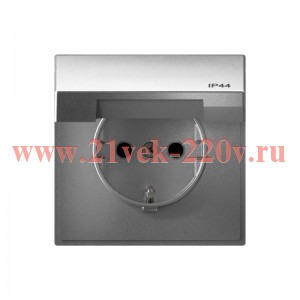 Розетка ArtGallery 2P+E 16А со шторками и крышкой IP44 алюминий Systeme Electric