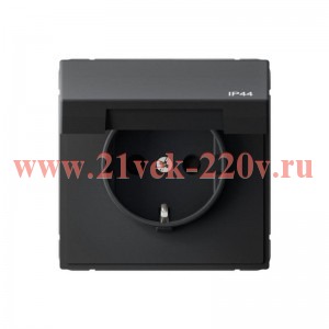 Розетка ArtGallery 2P+E 16А со шторками и крышкой IP44 карбон Systeme Electric