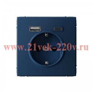 Зарядка USB с розеткой 2P+E ArtGallery тип-А и тип-C 5В/2,4А/3,0А, 2х5В/1,5 аквамарин Systeme Electr