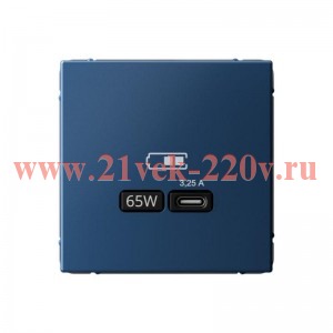 Зарядка USB ArtGallery тип-C 65Вт QC PD аквамарин Systeme Electric