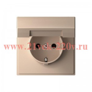 Розетка ArtGallery 2P+E 16А со шторками и крышкой IP20 песочный Systeme Electric