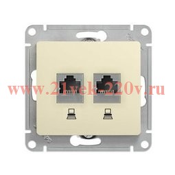 Розетка двойная компьютерная RJ45+RJ45 кат.5E механизм SE Glossa, молочный