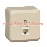 Розетка компьютерная RJ45 кат.5E Этюд кремовый [уп 17 шт]