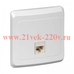 Розетка компьютерная Этюд белый CAT5e RJ45 встроенный монтаж KOMC-001B