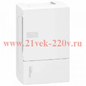 Бокс навесной Schneider Electric Mini Pragma 4 модуля с белой дверью с клемниками N+PE