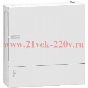 Бокс навесной Schneider Electric Mini Pragma 8 модулей с белой дверью с клемниками N+PE