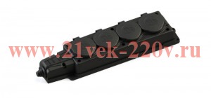 Колодка MultiSet 4х розетка 2К+З 16А/250В IP44 каучуковая черн. SE MST4104BK