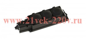 Колодка MultiSet 3х розетка 2К+З 16А/250В IP44 каучуковая черн. SE MST4103BK