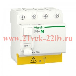 УЗО RESI9 4П 40А 30мА AC 230В Schneider Electric 4м