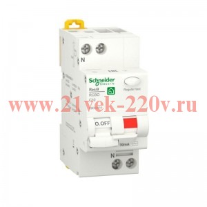 Дифференциальный автомат Schneider Electric RESI9 1П+Н 10А 30мА C тип AC 6кА 2 модуль