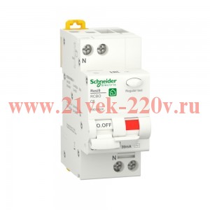 Дифференциальный автомат Schneider Electric RESI9 1П+Н 6А 30мА C тип AC 6кА 2 модуль