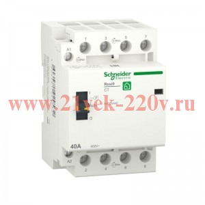 Модульный контактор с ручным управлением RESI9 Schneider Electric 40A 4НО 230B АС 50ГЦ 3м