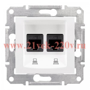 Компьютерная розетка двойная 2хRJ45 UTP кат.5е Sedna белая