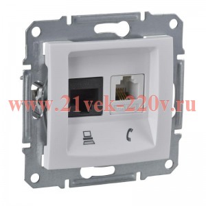 Информационная розетка RJ11+RJ45 UTP кат.5е Sedna, белая