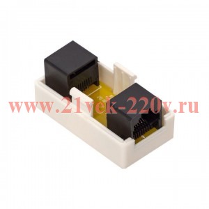 Адаптер проходной TERACOM кат.5E неэкранированный RJ45-RJ45 бел. EKF TRC-INLC-2RJ45-5EUTP-WH