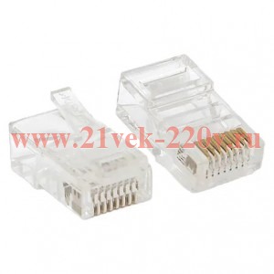 Коннектор RJ-45 TERACOM неэкранированный 8P8C Cat.5E универсальный (уп.10шт) EKF TRC-PLUG-5EUTP-10