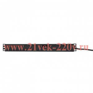 Блок PDU TERACOM PRO 19дюйм 1U 16А/250В 9 роз. Schuko шнур 2м 3х1.5кв.мм вилка Schuko корпус алюм. ч