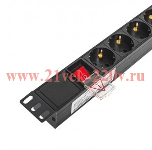 Блок PDU TERACOM PRO 19дюйм 1U 10А/250В 8 роз. Schuko с выключат. без шнура питания вх. разъем C14 к