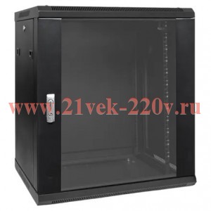 Шкаф настенный 19дюйм TERACOM PRO 12U 600х450мм дверь стеклянная с замком-ручкой черн. EKF TRP-WLL-1