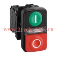 Двойная кнопка Schneider Electric XB5AW73731M5 с маркировкой, с подсветкой 22мм