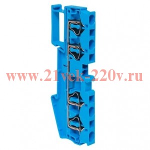 Колодка клеммная JXB-ST-4 41А 4 вывода пружинная син. EKF plc-jxb-st-4-4-blue