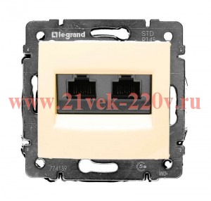 Информационная розетка Legrand Valena RJ45 категория 5e UTP 2 выхода на винтах слоновая кость