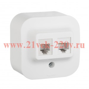 Розетка телефон+компьютер Legrand Quteo RJ11/RJ45 Cat5 UTP белый [уп 20шт]