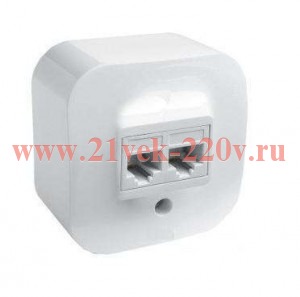 Розетка компьютерная Legrand Quteo 2xRJ45 кат.5e UTP белая [уп 20шт]