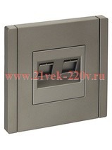 Розетка компьютерная 2-ая RJ45 кат.6 FORTE&PIANO FP534 сталь IEK