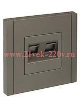 Розетка двойная RJ11+RJ45 кат.5E FORTE&PIANO FP535 сталь IEK