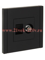 Розетка двойная TV+RJ45 кат.6 FORTE&PIANO FP137 черный IEK