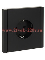 Розетка с заземлением 16А FORTE&PIANO FP115 шторки черный IEK