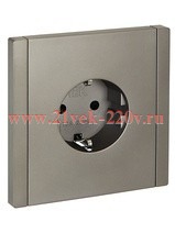 Розетка с заземлением 16А FORTE&PIANO FP515 шторки сталь IEK