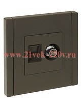 Розетка двойная TV+RJ45 кат.5E FORTE&PIANO FP336 серый IEK