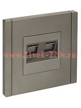 Розетка компьютерная 2-ая RJ45 кат.5E FORTE&PIANO FP533 сталь IEK