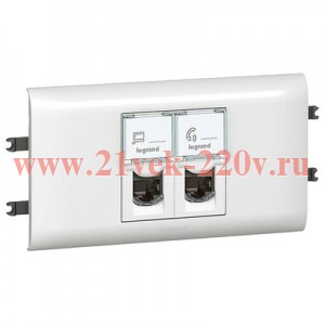 Розетка 2хRJ45 Legrand DLP Mosaic Кат.6 UTP с рамкой и суппортом