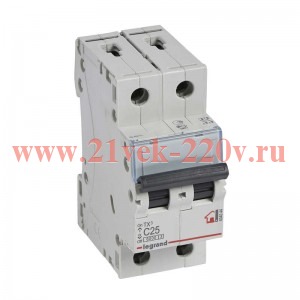 Автоматический выключатель Legrand TX3 C25A 2П 6kA