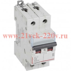 Автоматический выключатель Legrand DX3-E C6 2П 6000/6kA