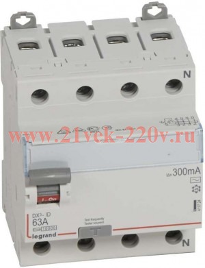 ВДТ DX3 4П 63А AC 300мА N спр. LEGRAND