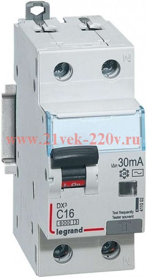 Дифавтомат Legrand DX3 АВДТ 1П+Н C16А 30MA тип AC