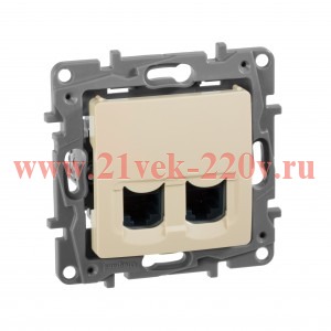 Розетка компьютерная двойная Legrand Etika 2xRJ45 кат. 5e UTP, слоновая кость (бежевый)