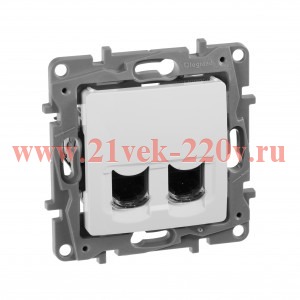 Розетка компьютерная двойная Legrand Etika 2xRJ45 кат. 6e UTP, белый