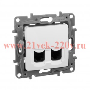 Розетка компьютерная двойная Legrand Etika 2xRJ45 кат. 5e UTP, белый