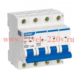 Автоматический выключатель NXB-63S 4P 50А 4.5kA х-ка C (R) CHINT