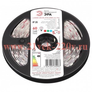 ЭРА Лента светодиодная LS5050-60LED-IP20-RGB LS5050-60LED-IP20-RGB-eco-5m