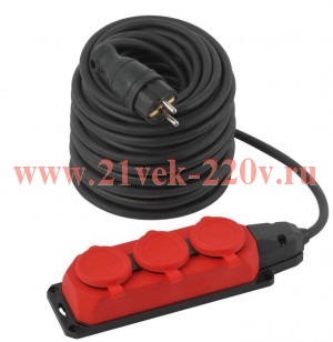 Удлинитель 3х40м с заземл. IP44 UK-3e-3x1.5-40m-IP44(KG) каучук КГ 3х1.5 Эра Б0057583